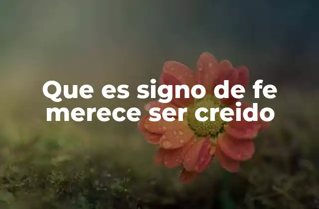 Que es Signo de Fe Merece Ser Creido