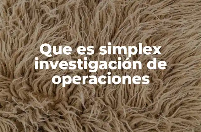 Que es Simplex Investigación de Operaciones