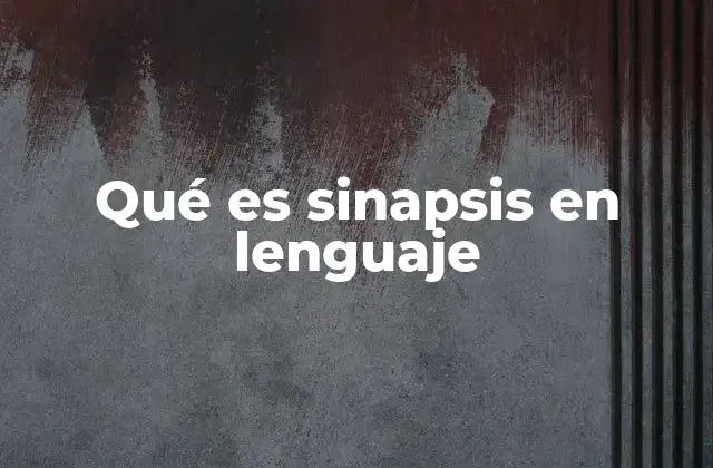Qué es Sinapsis en Lenguaje
