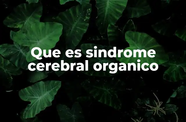 Que es Sindrome Cerebral Organico