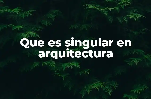 Que es Singular en Arquitectura