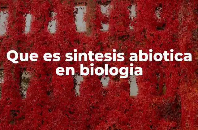 Que es Sintesis Abiotica en Biologia