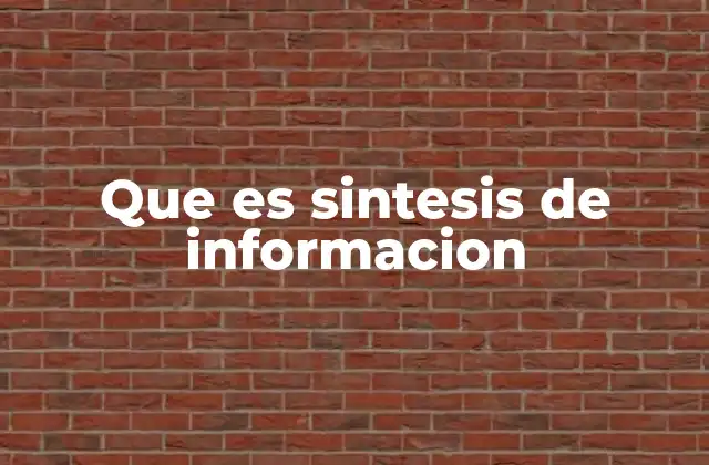 Que es Sintesis de Informacion
