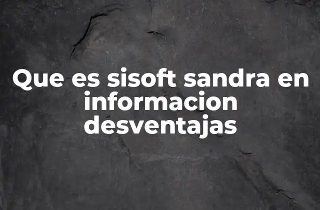 Que es Sisoft Sandra en Informacion Desventajas