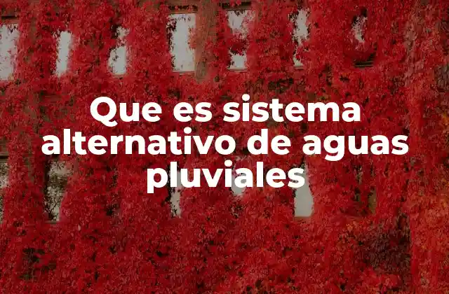 Que es Sistema Alternativo de Aguas Pluviales