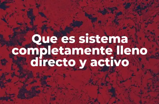 Que es Sistema Completamente Lleno Directo y Activo