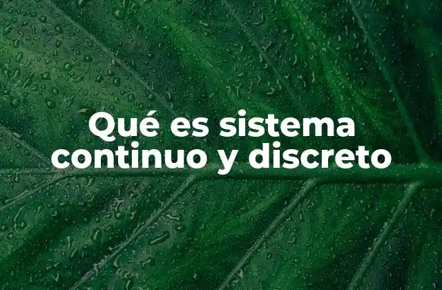 Qué es Sistema Continuo y Discreto