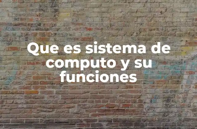 Que es Sistema de Computo y Su Funciones