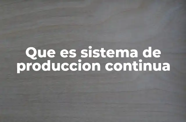 Que es Sistema de Produccion Continua