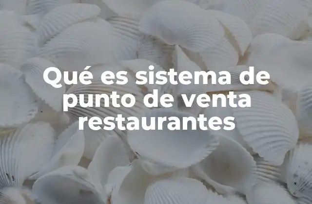 Qué es Sistema de Punto de Venta Restaurantes