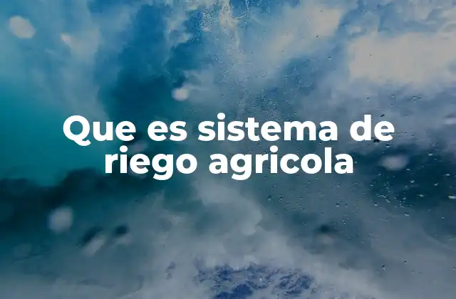 Que es Sistema de Riego Agricola