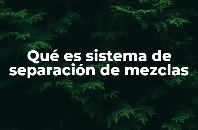 Qué es Sistema de Separación de Mezclas