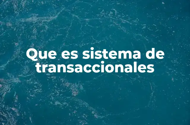Que es Sistema de Transaccionales