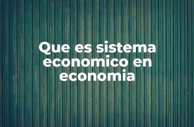 Que es Sistema Economico en Economia
