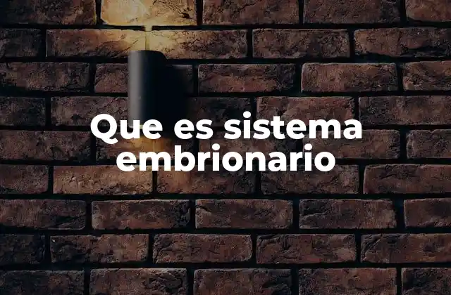 Que es Sistema Embrionario