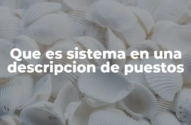 Que es Sistema en una Descripcion de Puestos