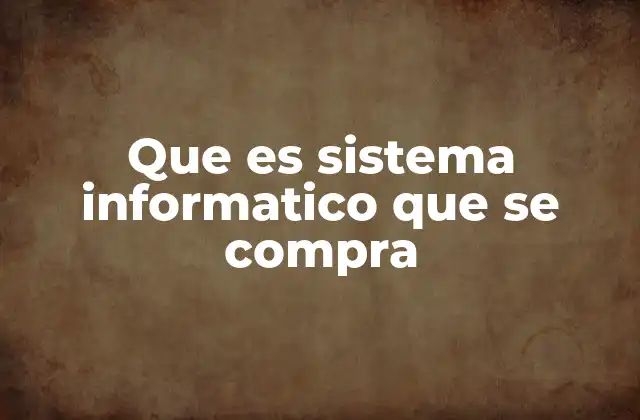 Que es Sistema Informatico que Se Compra