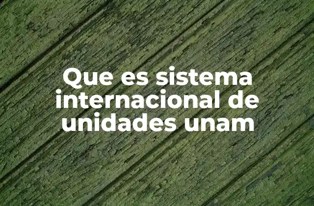 Que es Sistema Internacional de Unidades Unam