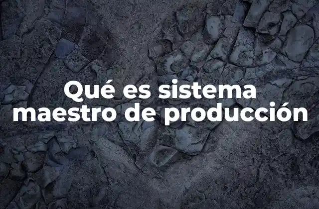 Qué es Sistema Maestro de Producción
