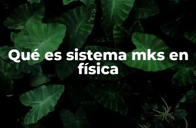 Qué es Sistema Mks en Física