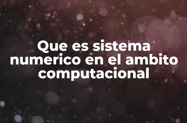 Que es Sistema Numerico en el Ambito Computacional