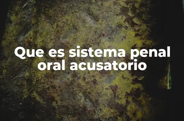 Que es Sistema Penal Oral Acusatorio