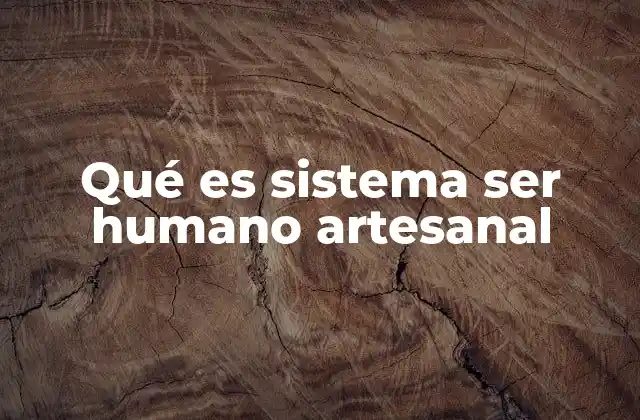 Qué es Sistema Ser Humano Artesanal