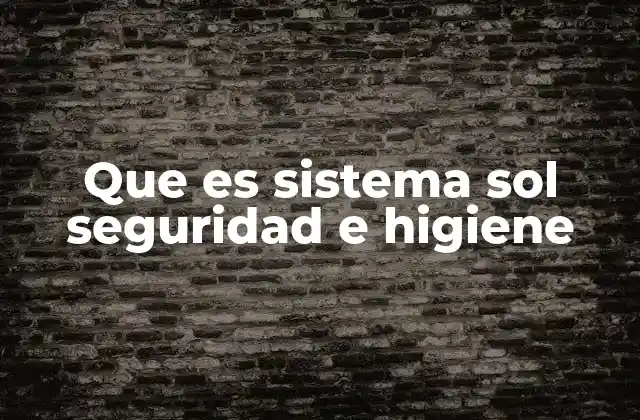 Que es Sistema Sol Seguridad e Higiene