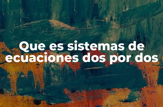 Que es Sistemas de Ecuaciones Dos por Dos