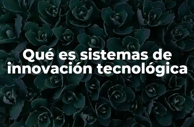 Qué es Sistemas de Innovación Tecnológica