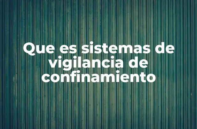 Que es Sistemas de Vigilancia de Confinamiento