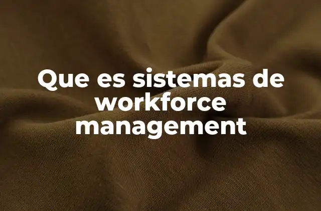 Que es Sistemas de Workforce Management
