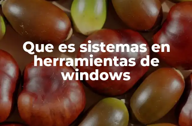 Que es Sistemas en Herramientas de Windows