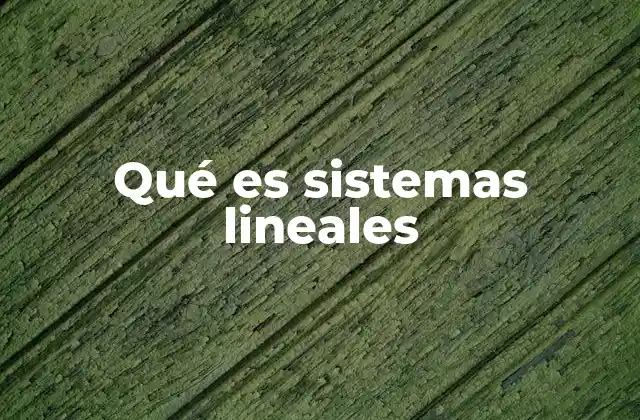 Qué es Sistemas Lineales