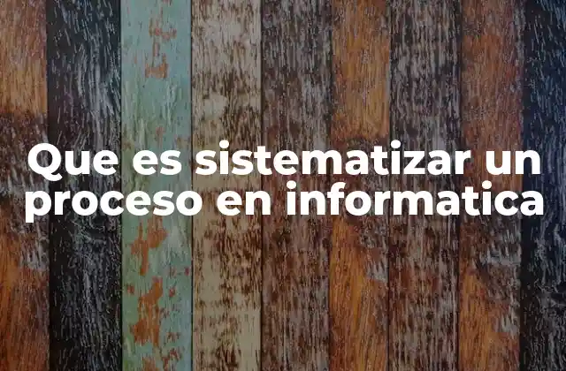 Que es Sistematizar un Proceso en Informatica
