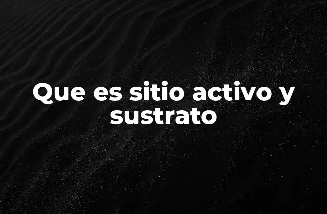 Que es Sitio Activo y Sustrato