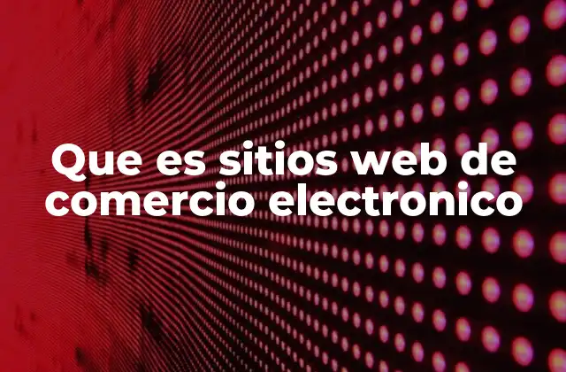 Que es Sitios Web de Comercio Electronico