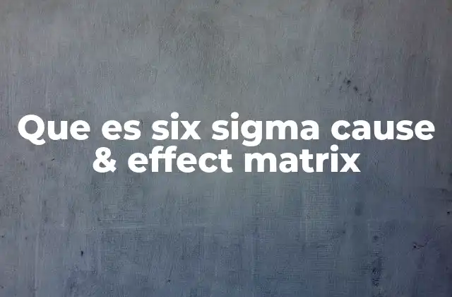 Que es Six Sigma Cause & Effect Matrix