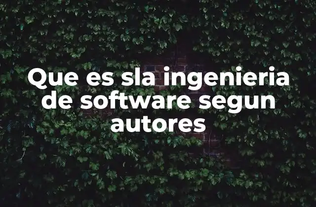 Que es Sla Ingenieria de Software Segun Autores