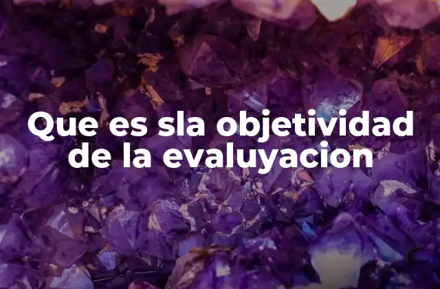 Que es Sla Objetividad de la Evaluyacion