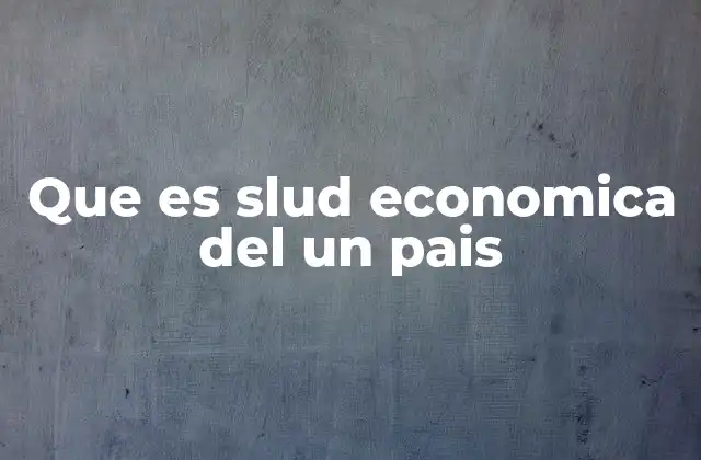 Que es Slud Economica Del un Pais