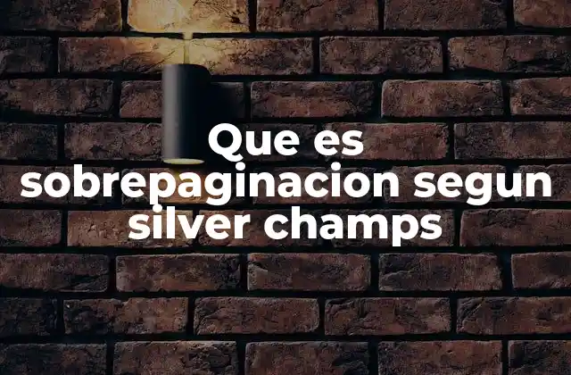 Que es Sobrepaginacion Segun Silver Champs