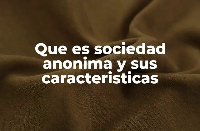 Que es Sociedad Anonima y Sus Caracteristicas