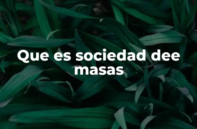 Que es Sociedad Dee Masas