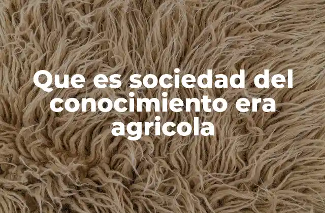 Que es Sociedad Del Conocimiento Era Agricola