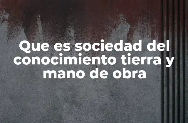Que es Sociedad Del Conocimiento Tierra y Mano de Obra