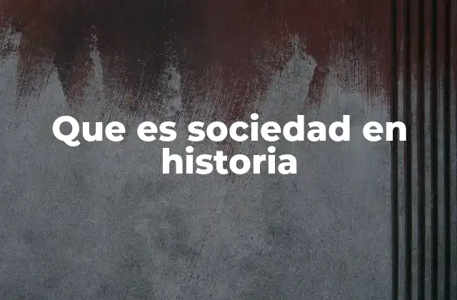 Que es Sociedad en Historia