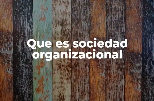 Que es Sociedad Organizacional