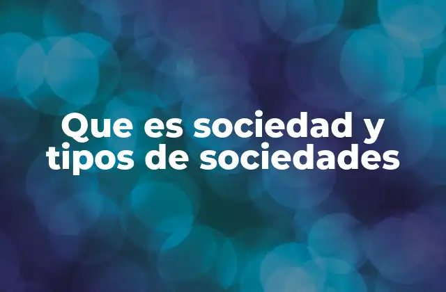 Que es Sociedad y Tipos de Sociedades