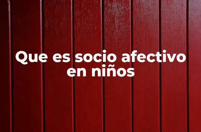 Que es Socio Afectivo en Niños